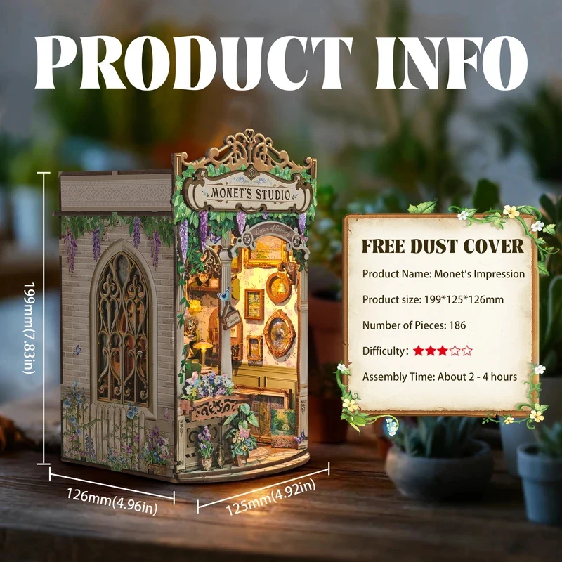 Wooden Monet's Studio Book Noo - đánh giá và giá Diy Wooden Book Nook Kit Shelf Insert
