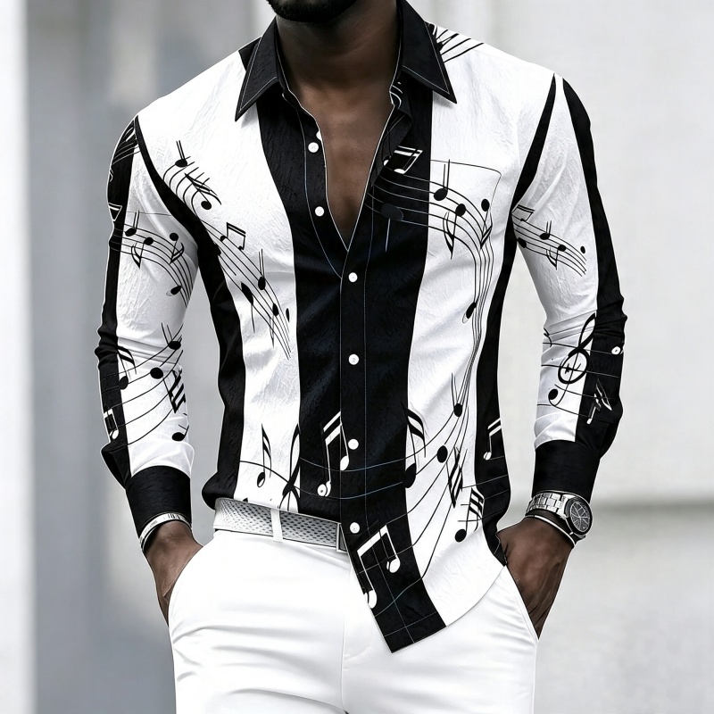 Men's collared shirt with crea - đánh giá và giá Music