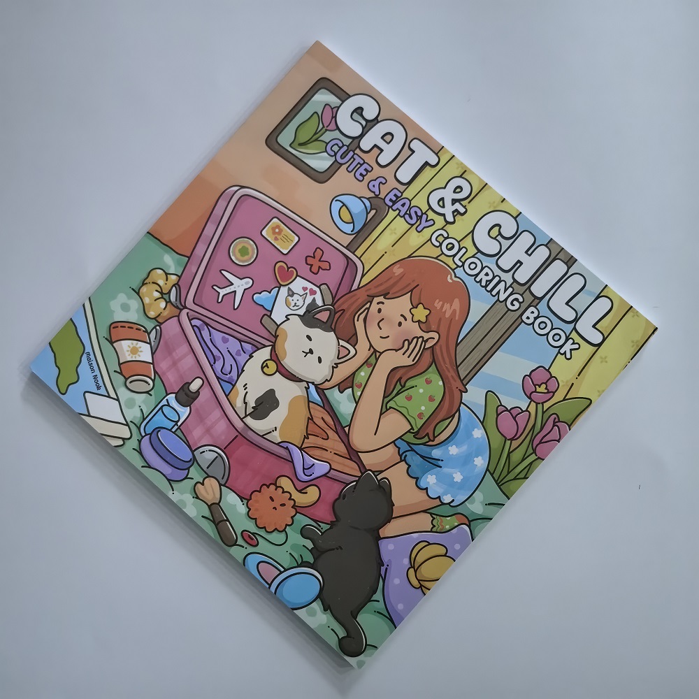Cat & Girl Cute Easy Coloring  - đánh giá và giá Adult Coloring Book Stress Relief