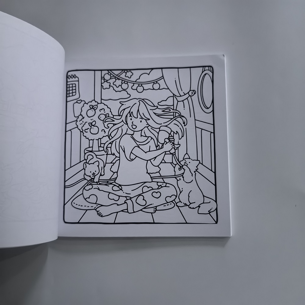 Cat & Girl Cute Easy Coloring  - đánh giá và giá Adult Coloring Book Stress Relief