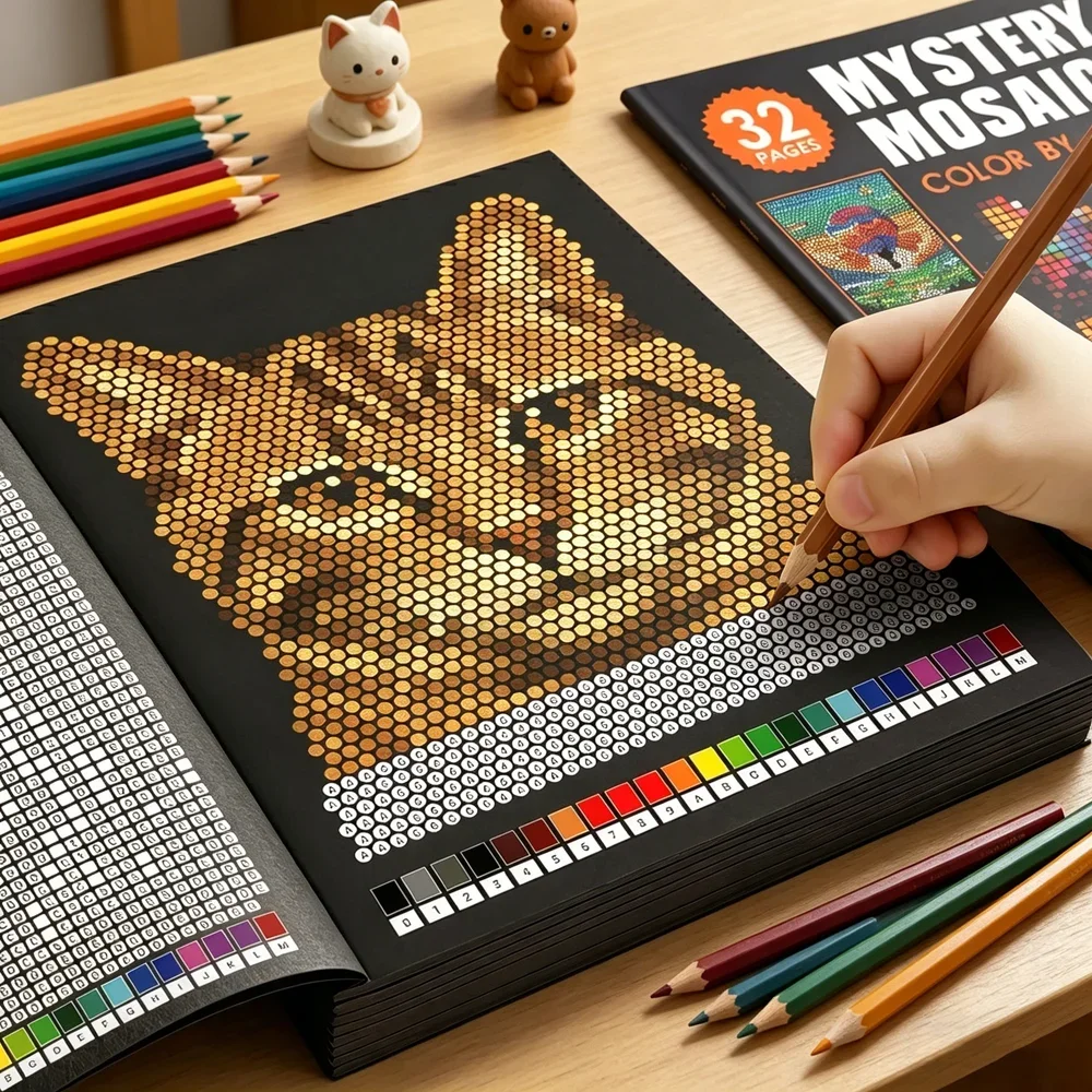 Mystery Mosaics Color by Numbe - đánh giá và giá Adult Coloring Book Stress Relief