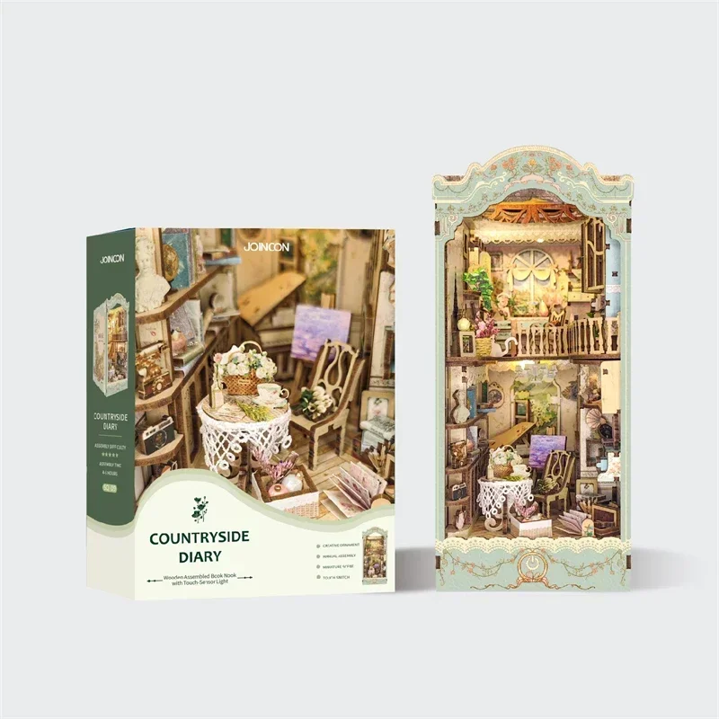 DIY Wooden Pastoral Diary Book - đánh giá và giá Diy Wooden Book Nook Kit Shelf Insert