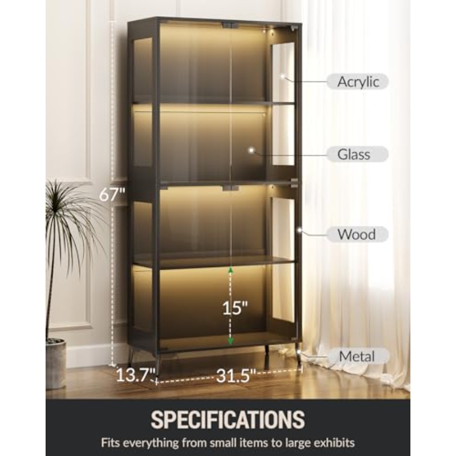 Glass display cabinet with doo - đánh giá và giá Books