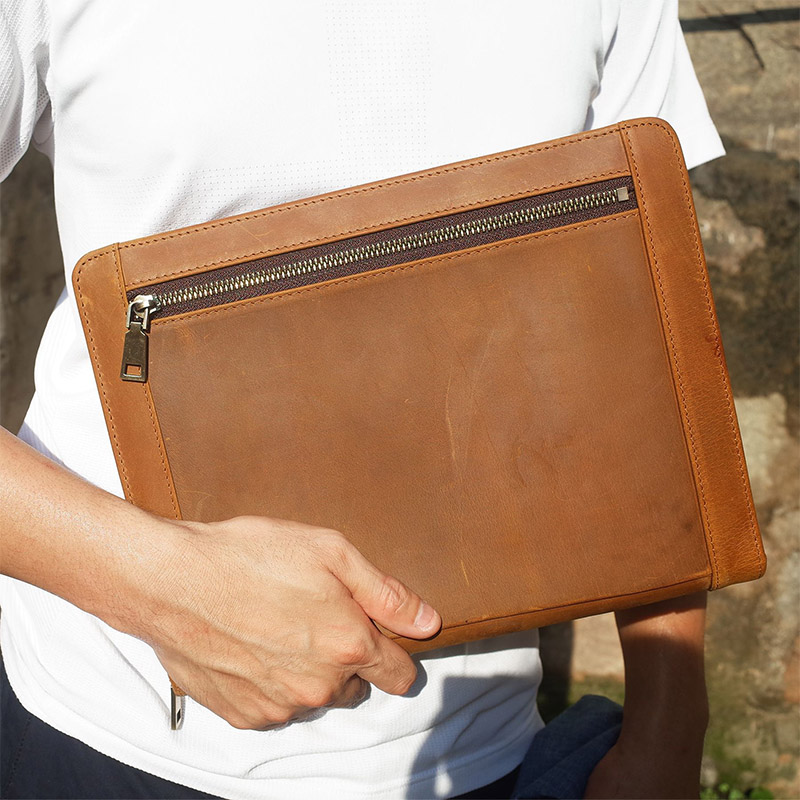 Cow Leather Zipper Portfolio O - đánh giá và giá Vintage Leather Journal Notebook