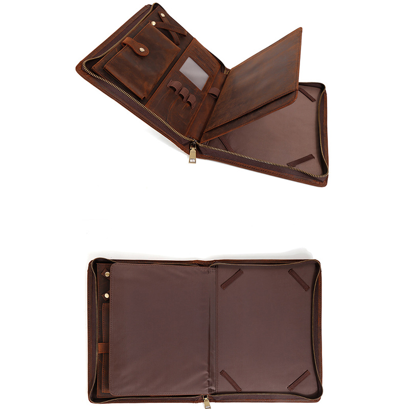 Cow Leather Zipper Portfolio O - đánh giá và giá Vintage Leather Journal Notebook