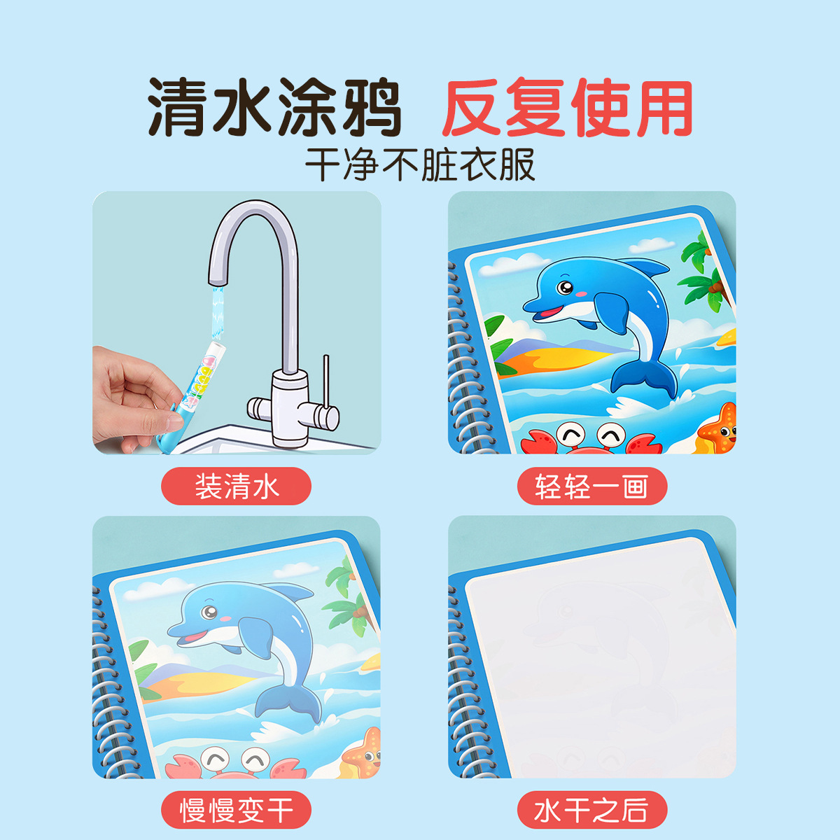 Magic Water Drawing Book for K - đánh giá và giá Reusable Water Magic Coloring Book